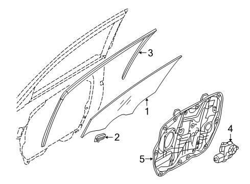 2017 Hyundai Azera Front Door Glass-Front Door Window, LH Diagram for 82411-3V010