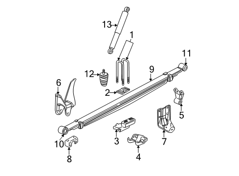 2007 GMC Sierra 1500 Rear Suspension U-Bolt Diagram for 15712414