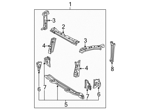 2003 Toyota RAV4 Radiator Support Lock Support Diagram for 53217-42050