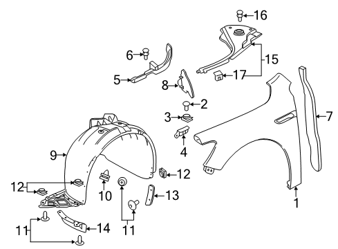 2018 Buick LaCrosse Fender & Components Inner Seal Diagram for 26685545