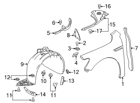 2018 Buick LaCrosse Fender & Components Fender Liner Diagram for 26218517