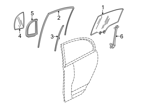 2006 Honda Civic Rear Door - Glass & Hardware Seal, L. RR. Door Quarter Diagram for 73491-SNA-003