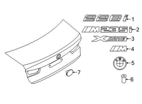 2021 BMW 228i xDrive Gran Coupe Exterior Trim - Trunk BADGE HOLDER BADGE HOLDER Diagram for 51497490214