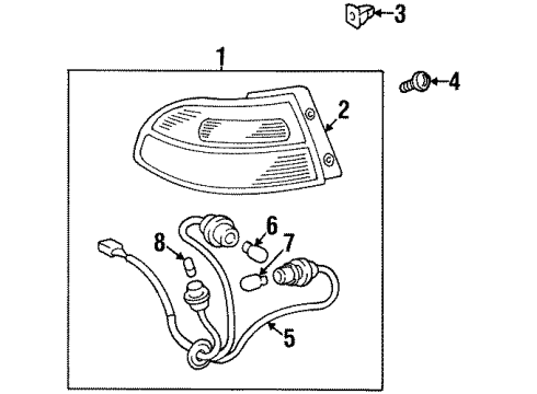 1998 Toyota Avalon Combination Lamps Lens & Housing Diagram for 81561-AC030