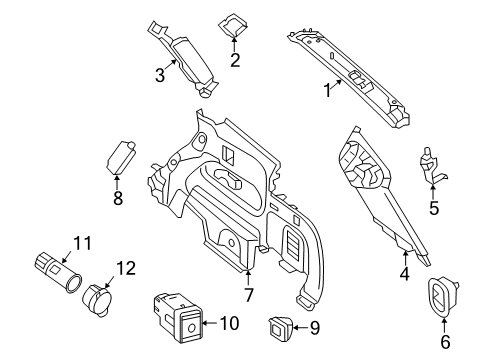 2014 Infiniti QX60 Interior Trim - Quarter Panels Cap-Luggage Side Trim Diagram for 84948-3JA0A
