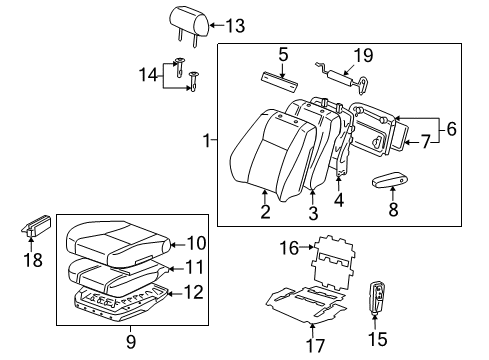 2001 Toyota Land Cruiser Power Seats Spring Assy, Front Seat Cushion, RH(For Separate Type) Diagram for 71610-60230