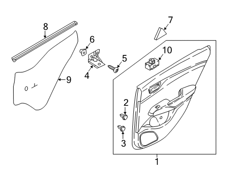 2022 Hyundai Accent Rear Door Weatherstrip-Rear Door Belt Inside LH Diagram for 83231-J0000