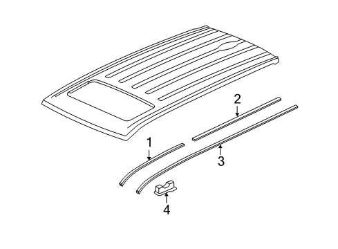 2013 Honda Pilot Exterior Trim - Roof Molding B, L Roof Diagram for 74316-SZA-A91