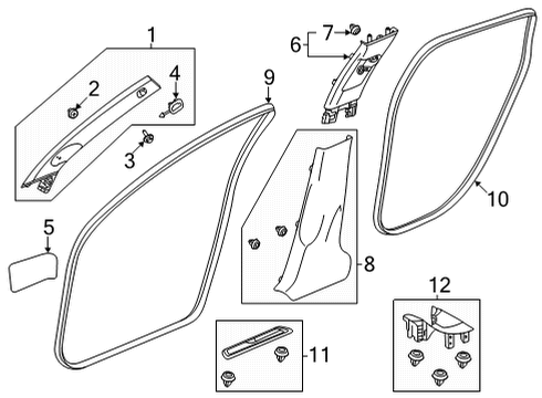 2021 Acura TLX Interior Trim - Pillars Garnish, Passenger Side (Platinum Gray) Diagram for 84109-TGV-A01ZC