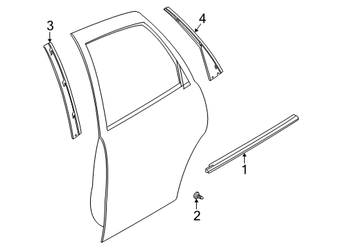 2000 Saturn LS2 Exterior Trim - Rear Door Sealing Strip, Rear Side Door Window Ptr Diagram for 22679788