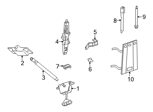 1997 Pontiac Trans Sport Spare Tire Carrier Shaft-Spare Wheel Hoist Diagram for 10236162