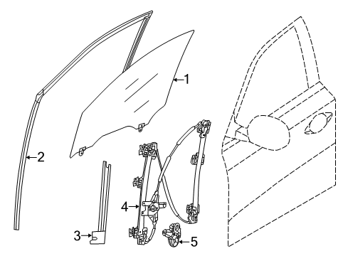 2014 Nissan Pathfinder Front Door Glass Assy-Front Door Window, RH Diagram for 80300-3KA0A