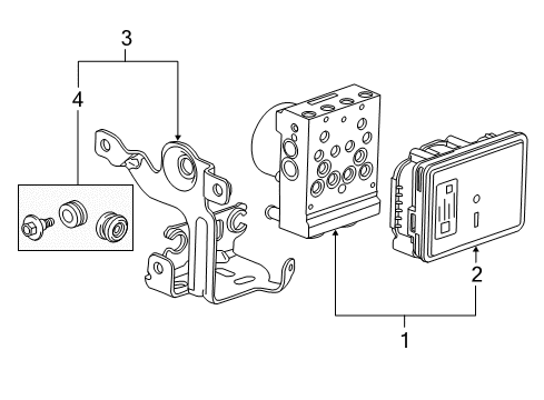 2016 Chevrolet Silverado 1500 ABS Components Control Module Diagram for 23430363