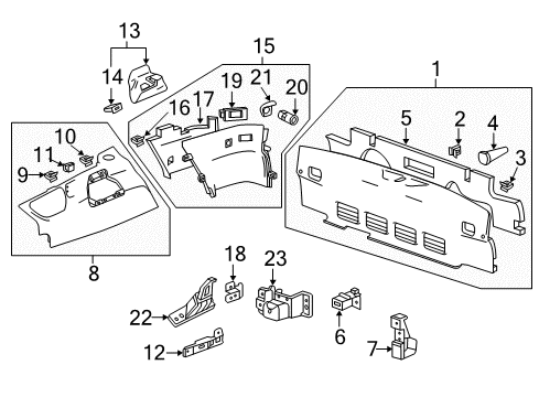 2019 Chevrolet Corvette Interior Trim - Rear Body Rear Panel Trim Upper Bracket Diagram for 22803350