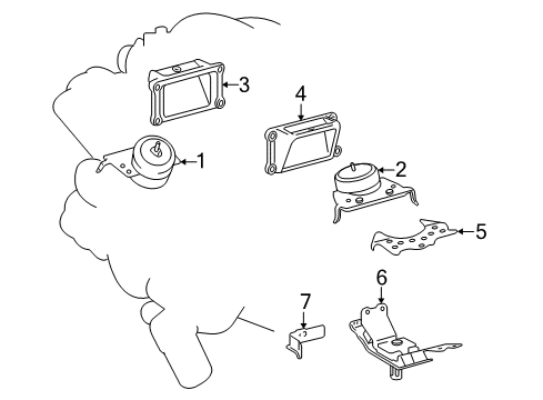 2018 Toyota Land Cruiser Automatic Transmission Bracket, Engine Mount Diagram for 12316-38020