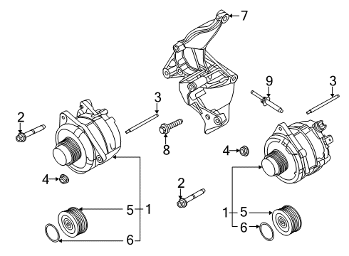 2021 Ford Transit-350 HD Alternator Pulley Diagram for JL3Z-10344-A