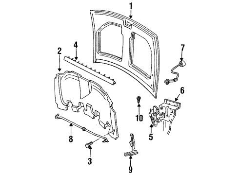 1997 Ford Windstar Hood & Components Lock Diagram for F68Z-16700-A