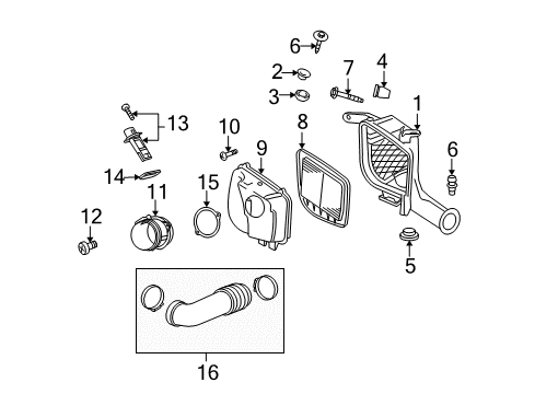 2008 Cadillac STS Filters Gasket, Mass Airflow Sensor Diagram for 15147461