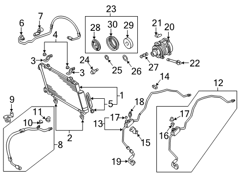 2001 Toyota Celica A/C Condenser, Compressor & Lines Bracket Diagram for 88688-2D860