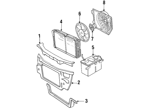 1989 Lincoln Continental Radiator & Components, Radiator Support, Cooling Fan Hose & Tube Assembly Diagram for F1DZ-8291-A