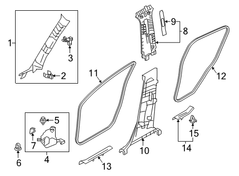 2020 Toyota Yaris Interior Trim - Pillars Upper Center Pillar Trim Diagram for 62411-WB002