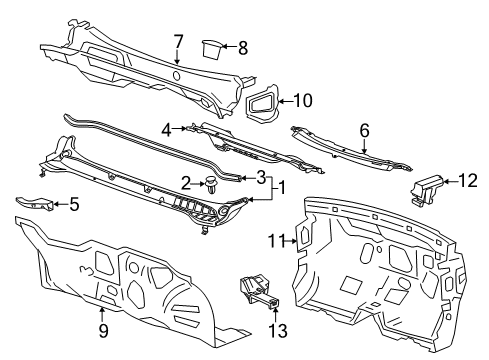 2013 Buick Verano Cowl Cover Extension Diagram for 13318708