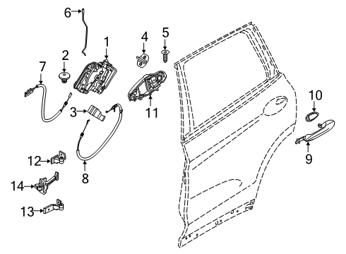 2021 BMW X4 Rear Door Rear Door Handle Bowden Cable Diagram for 51227409276