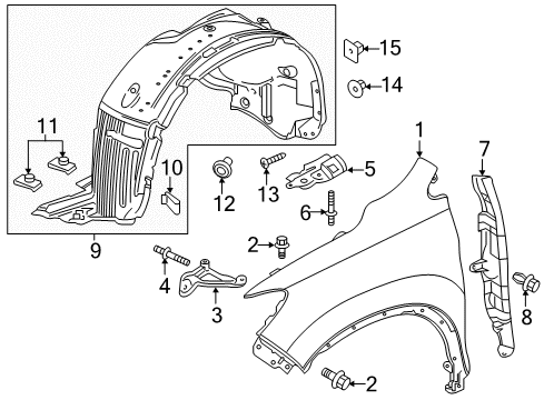 2021 Honda Ridgeline Fender & Components Nut, Clip (6MM) Diagram for 90305-T6N-A00