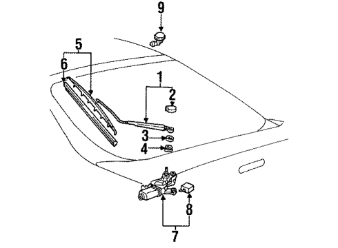 1996 Toyota Celica Wiper & Washer Components Rear Wiper Arm Assembly Diagram for 85241-20072