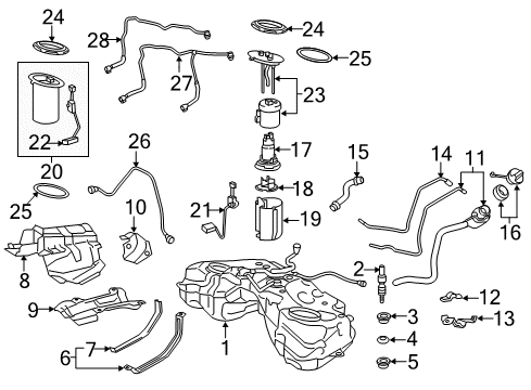 2013 Lexus GS350 Fuel Supply Fuel Cap Diagram for 77300-07010