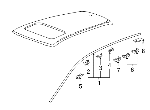 2008 Acura RDX Exterior Trim - Roof Cover, Passenger Side Tailgate Hinge Diagram for 74835-STK-A00