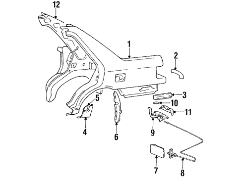 1992 Hyundai Excel Fuel Door Catch & Cable Assembly-Fuel Filler Diagram for 81590-24000