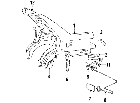 1992 Hyundai Excel Fuel Door Guard Assembly-Stone Under, RH Diagram for 86852-24000