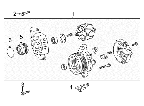 2020 Toyota Camry Alternator Pulley, Alternator W/Clutch Diagram for 27415-0P020