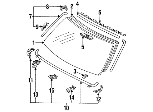 1994 Toyota 4Runner Windshield Glass, Reveal Moldings Damper Spacer Diagram for 56116-89104