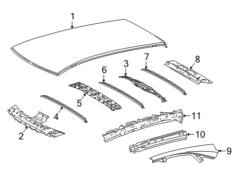 2020 Lexus RX450h Roof & Components Rail Sub-Assembly, Roof Diagram for 61204-0E060