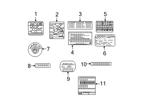 2001 Nissan Xterra Information Labels Label-Vacuum Pipe Diagram for 22304-5S100