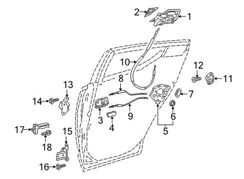 2018 Toyota C-HR Rear Door Handle, Outside Diagram for 69240-F4010-A0