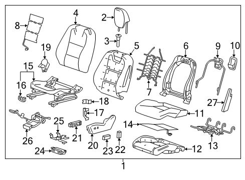 2012 Chevrolet Camaro Driver Seat Components Seat Cushion Heater Diagram for 22968259