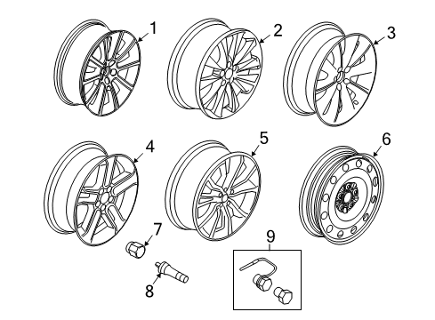 2011 Ford Flex Wheels Wheel, Alloy Diagram for BA8Z-1007-E