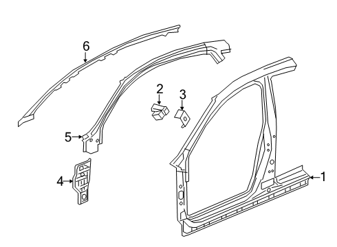 2021 Honda Civic Aperture Panel, Hinge Pillar Pillar, R. FR. (Lower) (Inner) Diagram for 64131-TGG-307ZZ