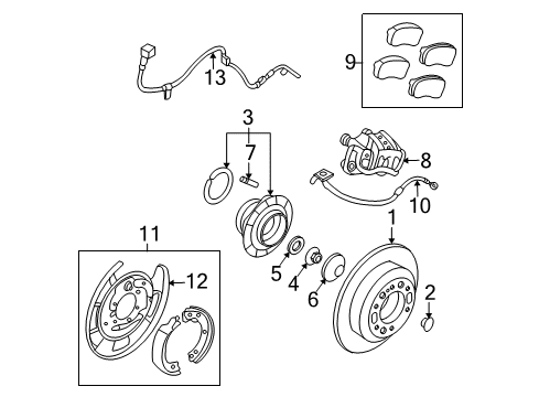 2012 Kia Sedona Anti-Lock Brakes Brake Assembly-Rear Wheel, RH Diagram for 58230-4D600
