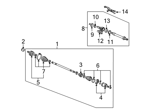 2004 Honda Civic Drive Axles - Front Driveshaft Assembly, Driver Side Diagram for 44306-S5T-A50