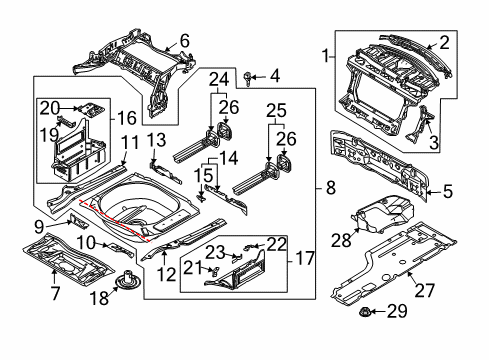 2009 BMW 528i xDrive Rear Body Battery Carrier, Front Diagram for 41127111229