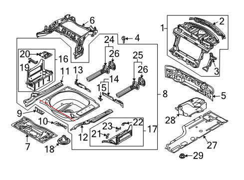 2009 BMW 528i xDrive Rear Body Cross Member, Boot Floor, Right Diagram for 41127111214