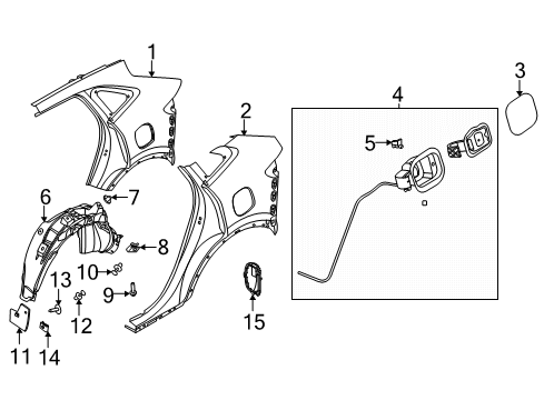 2022 Ford Escape Quarter Panel & Components Vent Diagram for EM2Z-58280B62-A