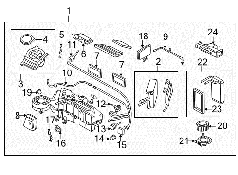 2004 Lincoln Navigator Air Conditioner Evaporator Assembly Diagram for 4L7Z-19B555-CA