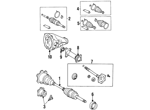 1995 Toyota T100 Front Axle & Carrier Boot Kit Dust Shield Diagram for 90304-76003