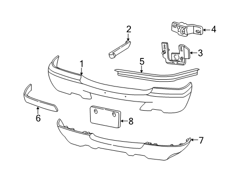 1998 Ford Ranger Front Bumper License Bracket Diagram for F87Z-17A385-AAA