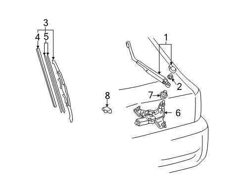 2001 Toyota Celica Wiper & Washer Components Wiper Blade Plate Diagram for 85224-20360